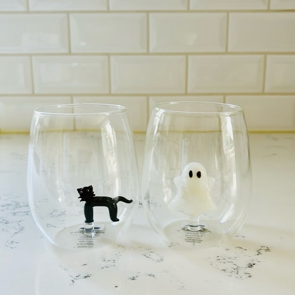 Anthropologie Eerie Cat 🐈‍⬛ Stemless Wine Glass - Picture 13 of 13